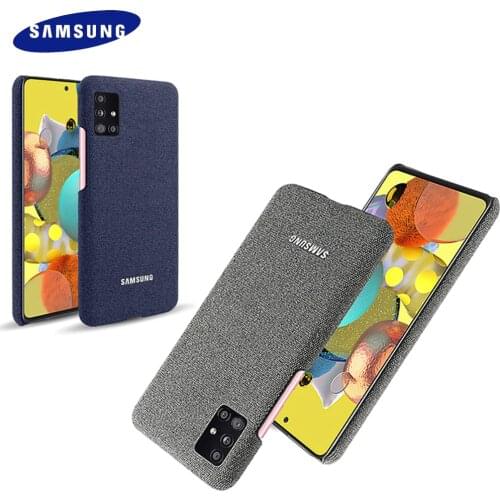 For Samsung Galaxy A51 A71 Case Cloth Texture Woven Cover Hiha Canvas Pattem Standing Back Protective Shell Antiskid Febric