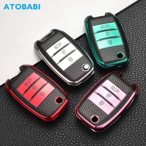 TPU Leather Pattern Car Key Case Smart Remote Control Fobs Protector Cover For Kia Rio Optima Soul Sportage Sorento Carens Forte