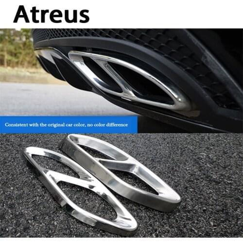 Atreus2X Car Exhaust Pipe Tail Decorative Cover Trim For Mercedes Benz E-Class W213 W205 GLC C A Class A180 A200 W176 2015-2017