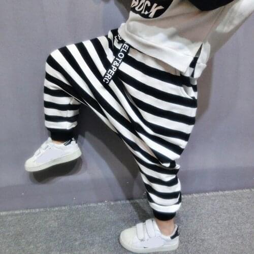 Children Clothes Baby Boys Harem Pants Korean Style Black&White Stripe Kids Trousers Boy Pants
