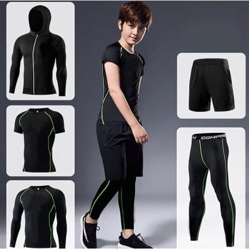 Kid Sports Running Sets Boys Sport Suit Jogging Set Basketball Underwear Sportswear Gym Tights Soccer Tracksuit Training Clothes
