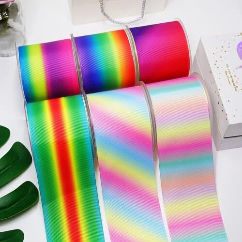 DIY Cartoon Gradient Color Printed Grosgrain Ribbon For Craft Supplies Sewing Accessories 5 Yards. 12823