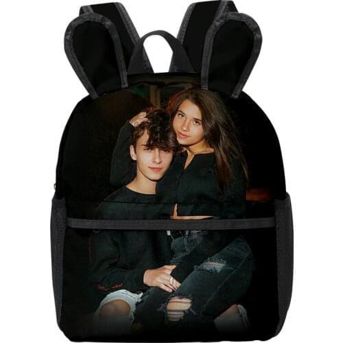 Josh Richards Fashion Oxford Cloth Shoulder Backpack Printed Multi Zipper Pack Casual Student School Bag Bunny ears backpack