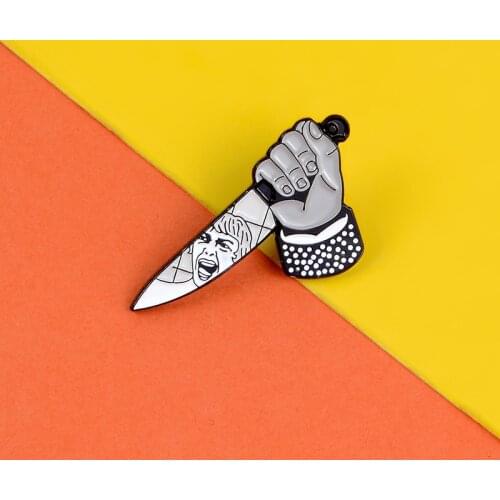 Dagger Knife Enamel Pin Custom Mad Killing Brooches for Shirt Lapel Backpack Punk Badge Dark Jewelry Gift for Friends