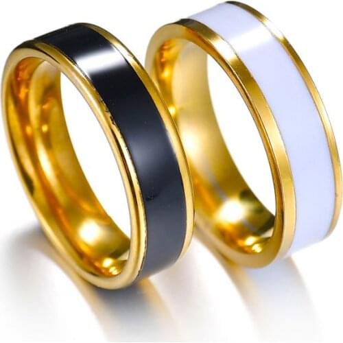 Creative White Black Simple Rings For Men Women Fashion Classic Couple Accessories Jewelry Gifts For Friends Lovers