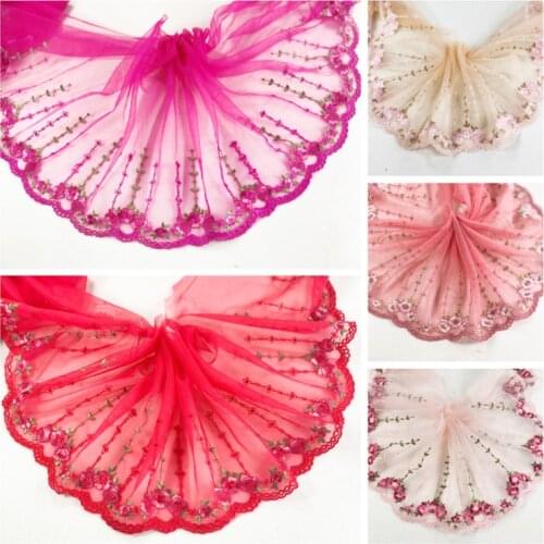 5 Colors 2 yds Lace Trim Floral Embroidered Tulle Lace 7" Wide Doll Dress Underwear Costume DIY Craft Supplies