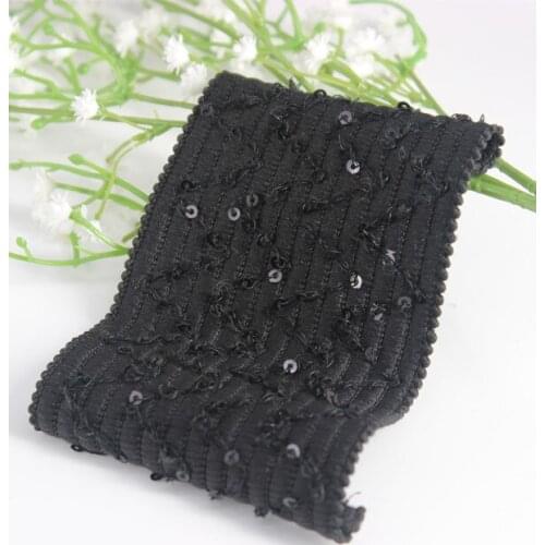 70mm Beaded Sequin Elastic Stretch Ribbon Tape Trim Band Webbing Applique Sewing Supplies cinta for Costume Belt 20yd/T1161