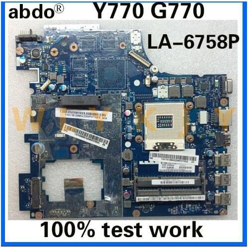Abdo PIWG4 LA-6758P motherboard for Lenovo G770 Y770 notebook motherboard PGA989 HM65 DDR3 100% test work