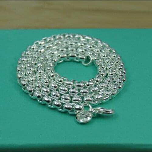 Fashion 925 Silver Round Box Chain Necklace For Woman Men Charm Jewelry Wedding Gift
