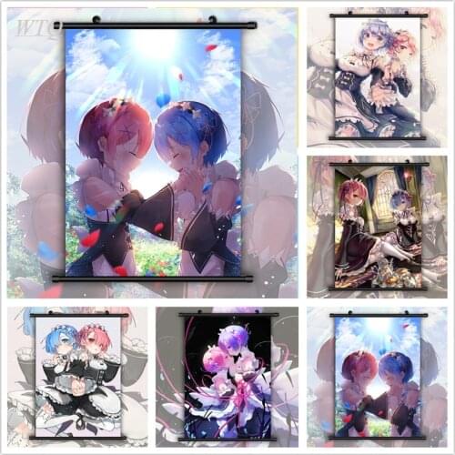 Re Zero Ram Rem Anime Manga Wall Poster HD Print Anime Posters Canvas Painting Wall Decor Poster Wall Art Picture Home Decor