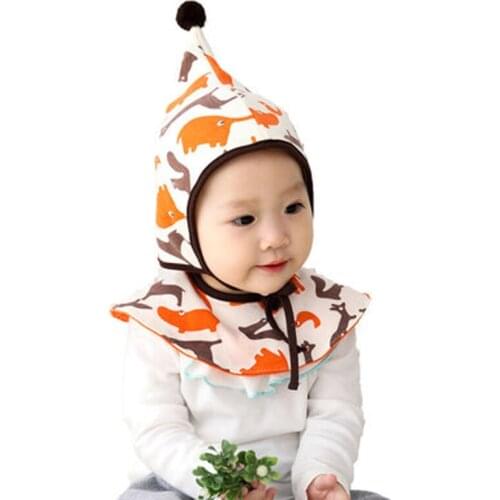 New Kids Hat Collar Suits Ball With Ears Of Baby Hat Scarf Sets Two-piece Saliva Towel Kids Scarves Cap Accessories