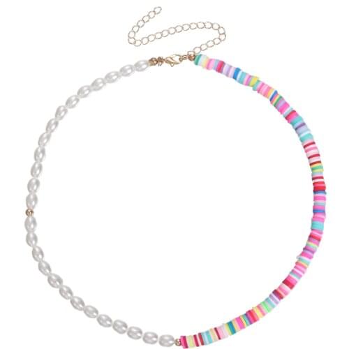 6mm Soft Resin Imitation Pearls Beaded Necklace for Women Colorful Clavicle Chain Short Necklaces Female 2021 Fashion Jewelry