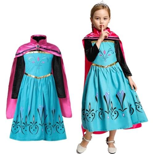 Anna Dresses Girls Costumes Kids Party Dress Up Fantasy Dress Up Fashion Carnival Clothes Children Princess
