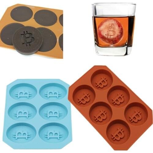 Useful 1pc Silicone Ice Mold Coins Bitcoin Shape 3D Round Ice Mold DIY Chocolate Molds Frozen Kitchen Accessories Kitchen Tools