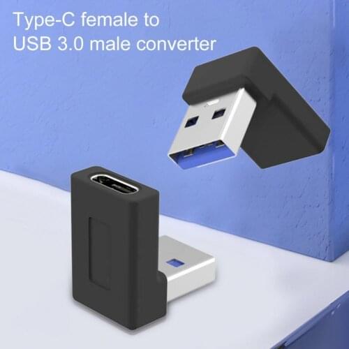 Portable Mini 90 Degree Type-C Female to USB 3.0 Male Adapter Converter for Computer Charger Power Bank