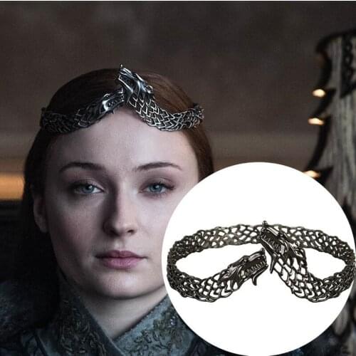 Movie Sansa Stark Queen Crown Cosplay Hair Accessories Hairbands Costumes Props Kitazakai Direwolf Headwear