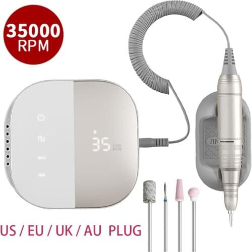 35000RPM Professional Electric Nail Drill Machine LCD Pedicure Manicure Equipment Set 4pcs Finger Nail Polishing Bits Tools Kit