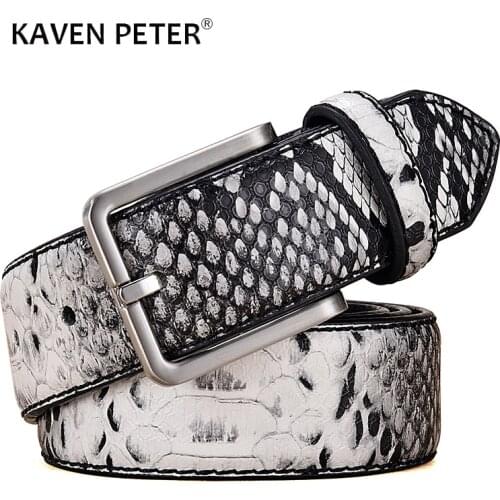 Fashion Belts For Men Luxury Snake Pattern Desinger Male Casual Accessories Cowboy Leather Western Belt Strap Buckle Metal