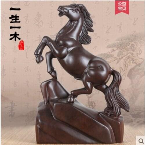 Wood carving Black sandalwood horse zodiac Chrysanthemum pear The whole wood carved Handicraft Creative Home decoration