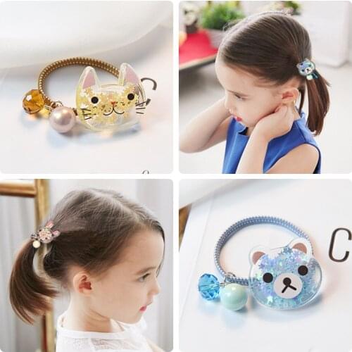 Girl Cute Candy Cat Rabbit Bear Elastic Hair Bands Children Acrylic Ponytail Holder Scrunchies Rubber Bands Kid Hair Accessories