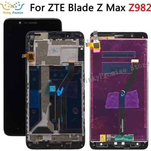 With Frame 6.0" For ZTE Blade Z Max Z982 Full LCD DIsplay +Touch Screen Digitizer Assembly For ZTE Z982 LCD New;Black
