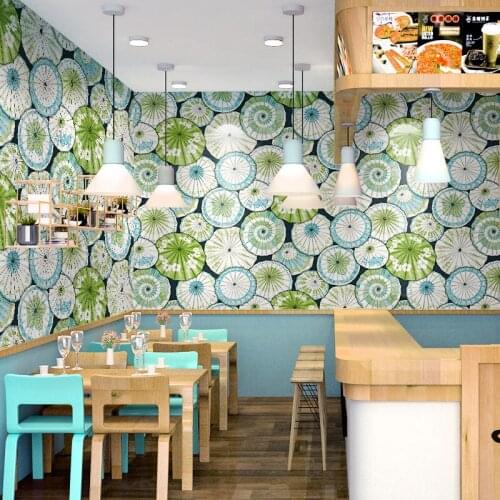 Modern Wall Papers Umbrella Dining Room Wallpapers Roll for Coffee Bubble Shop Walls Waterproof PVC vinilos pared rejilla pared