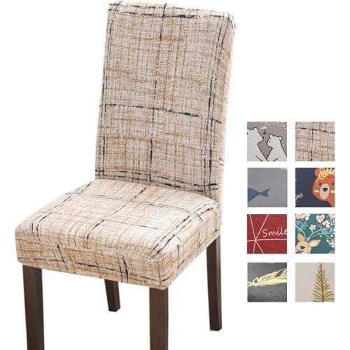 Spandex Elastic Chair Slipcover Cartoon Printed Stretch Chair Cover For Dining Room Modern Anti-dirty Kitchen Banquet Case Seat