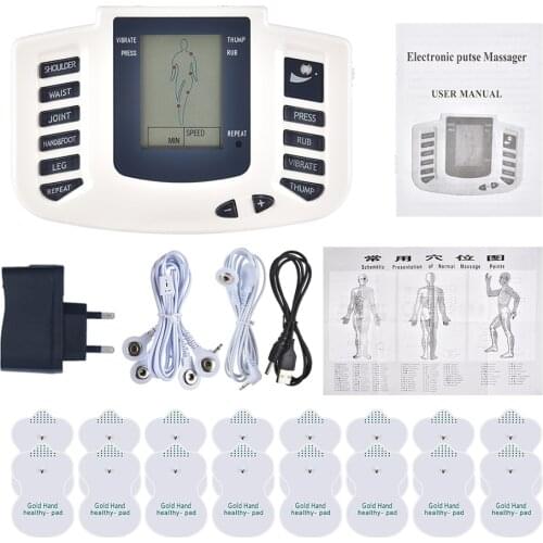 Tens Machine EU Plug Electric Pulse Acupuncture Meridian Physiotherapy Apparatus Muscle Stimulator Electrodes Pads Body Massager