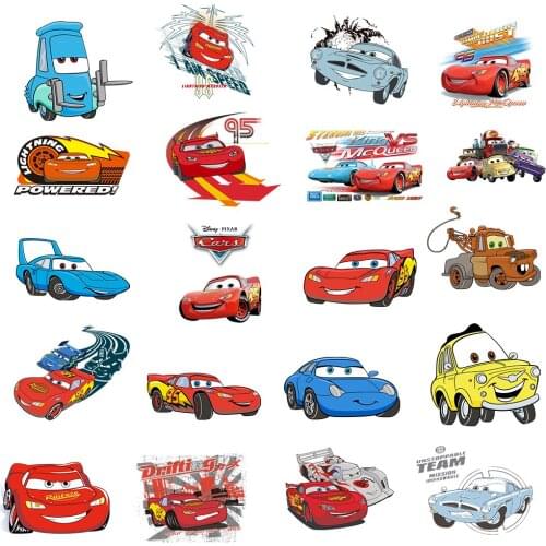 Cars Disney Lightning McQueen Iron on Patch Heat Transfer Stickers for Kids Clothes T-shirt Racing Car Cartoon Iron-On Transfers