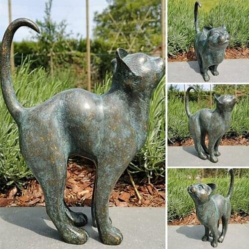 Garden Cat Statues Beautiful Round Back Cat Statue Garden Decor Outdoor Garden Cat Statue Sculpture Animal Decor Resin Ornaments