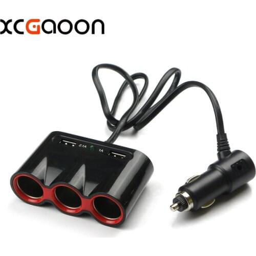 XCGaoon 120W 3 Sockets Real 5V 2.1A / 1A Way Car Auto Cigarette Lighter with 2 USB Port