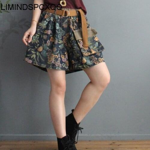 LIMINDSPCXQQ Womens Printed Jeans, Wide Leg Loose Large Size Retro Large Jeans, Chinese Fashion, New In Summer Thin Section