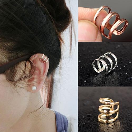Women Punk Rock Ear Clip Cuff Ear Studs Simple Hollow Statement Stud Earrings Orecchini Adjustable pendientes mujer moda 2019