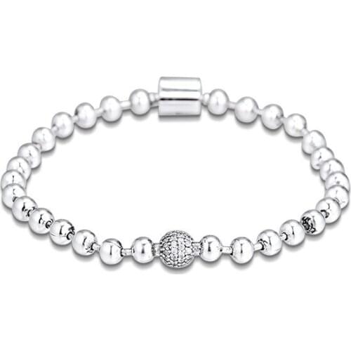 Female Silver 925 Jewelry Small Beads & Pave Stones Charms Bracelets for Women Fashion Chain Bracelet Silver Jewelry Findings