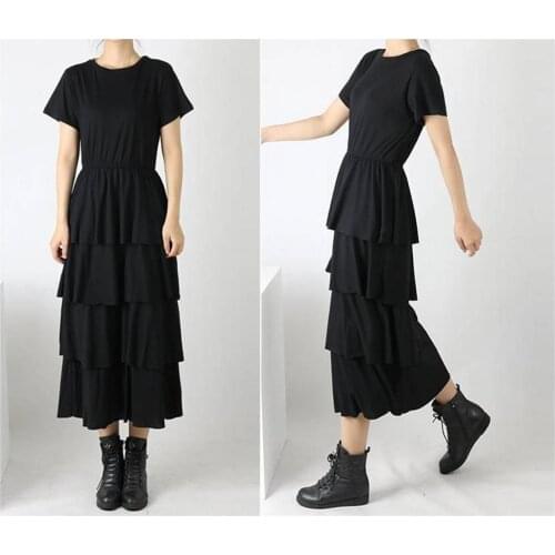 Womens Ruffles Long Dress 2018 Summer Short Sleeve Cake Dresses Casual Long Dress Ruffled Dress Women Clothing