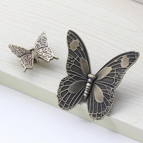 1pc 3D Butterfly Cabinet Handle Vintage Zinc Alloy Kitchen Cupboard Door Pull Knobs Drawer Wardrobe Furniture Decorative