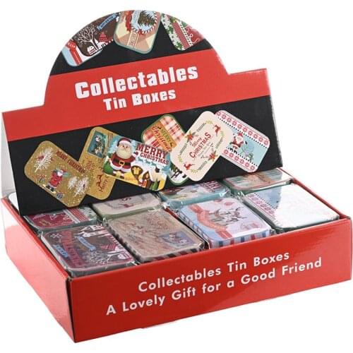 1pc Christmas Tinplate Gift Box Storage Jar Rectangle Cookie Container Sweets Decor Metal Iron Gift case