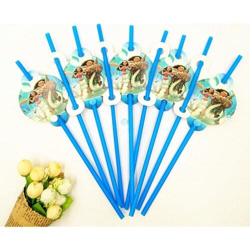 10pcs Moana Party Supplies Theme Party Decoration Disposable Tableware Drinking Straws Birthday Party Moana Party Favors