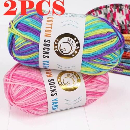 2pcs X50g Rainbow Yarn Cotton Yarn for Knitting Needlework Yarn Crochet Threads Cotton Blended Yarn