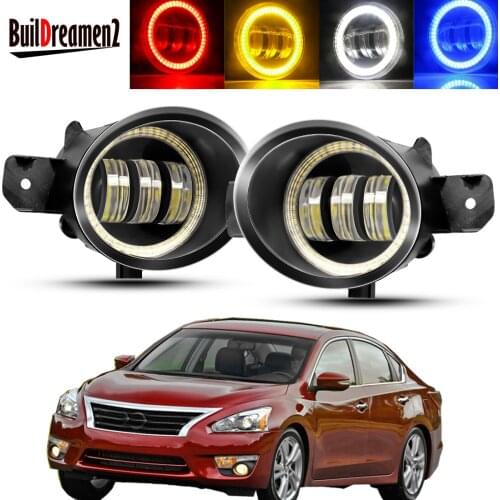 2 X Angel Eye Fog Light Assembly Car Right + Left LED Lens Fog Daytime Running Lamp DRL 30W 12V For Nissan Altima 2007-2018
