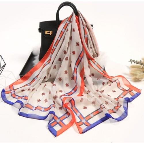 2020 NEW Beach Houndstooth print chiffon scarf silk square hijab cool shawl ladies foulard femme Scarves hair bufanda mujer