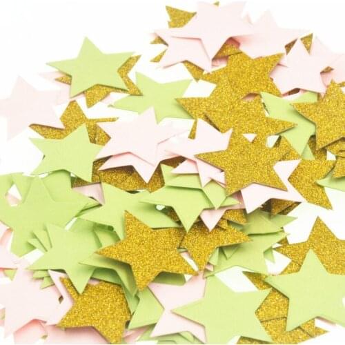 500pcs 3cm Gold/Green/Pink Star Paper For Wedding Bridal Party Throwing Confetti Baby Shower Table Decoration Scatter Sprinkles