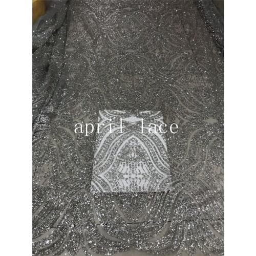 AA150 # silver color 50 # luxury pattern glued print glitter sparkle net tulle mesh lace for fashion designer/ wedding/party