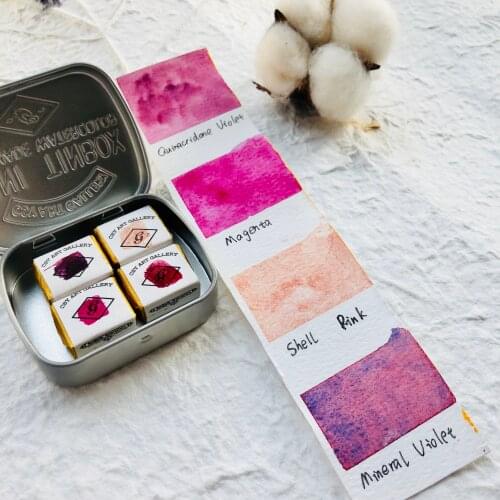 Handmade Watercolor Paints - Brilliant Rose- Artisan Paint Palette, Half Pans Celestial Mineral Acuarelas Pigment Art Supplies