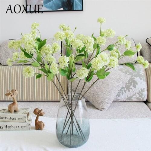 AOXUE New simulation fake 7 heads snowballs hydrangea silk flower Sen series long snowball flower Nordic home garden decoration