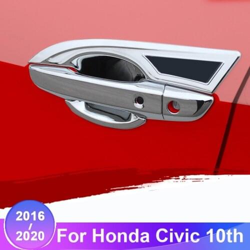 Car External Outer Door Handle Catch Cover Door Bowl Protection Trim Sticker For Honda Civic 10th 2016 2017 2018 2019 2020