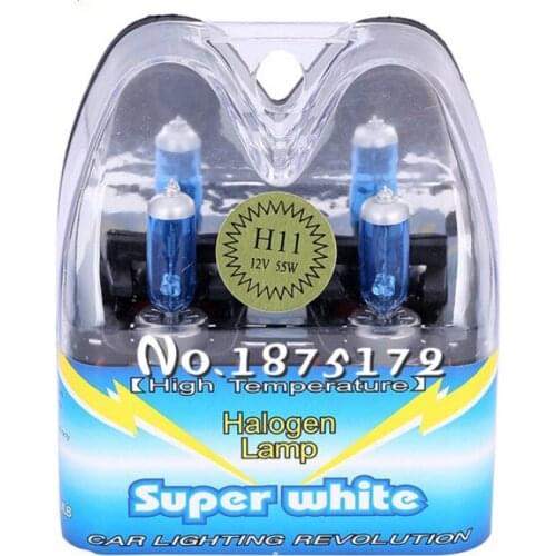 SZKDCE 2pcs H11 12V 55W 6000K H11 Xenon Super White Halogen Car Light Source Bulbs Automobile Headlights Auto Lamp Parking Cars