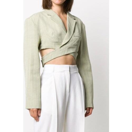 Winter Autumn 10.15 2021 New Fashion Chic Sexy Criss-Cross Backless Design Blazer Coat Women