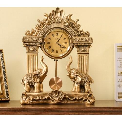 Baby elephant clock living room display desktop home clock European retro ornament pendulum clock digital clock