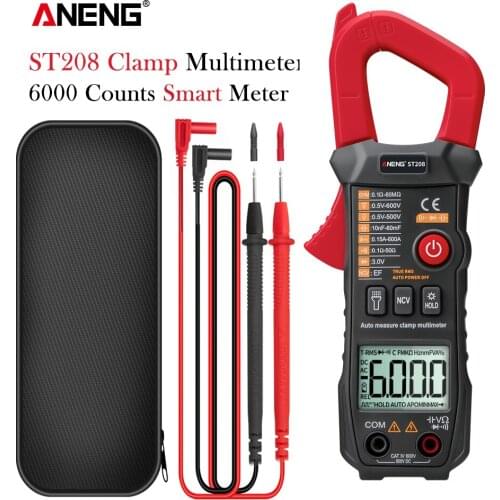 ANENG ST208 Ture RMS Digital Clamp Meter Multimeter Car 6000 counts AC/DC Current Measure Transistor Tester Electrician Tool CA